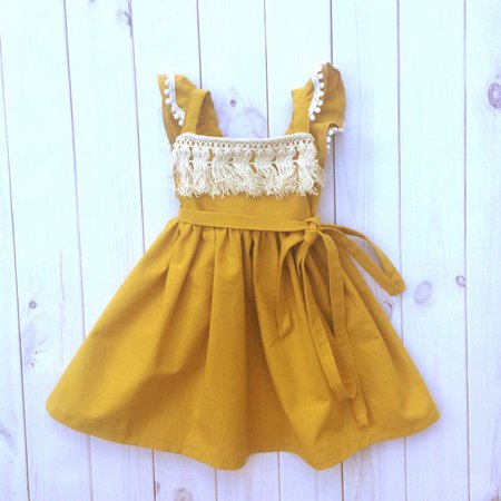 Mustard Fringe Dress fringe dress fringe boho dress | Etsy