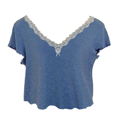 blue white lace top