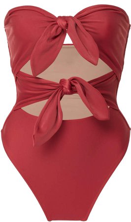 Strapless High-Leg Knotted Swimsuit