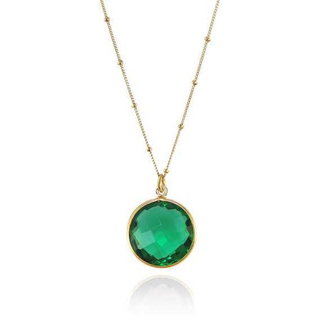 Emerald Quartz Necklace Gemstone Charm Necklace Round