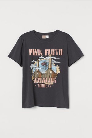 H&M+ Printed T-shirt - Dark gray/Pink Floyd - Ladies | H&M US