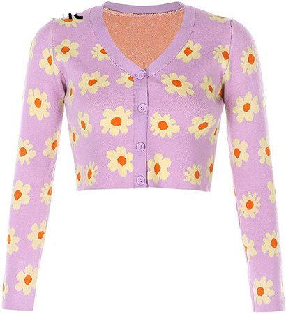 fgtUGFCH2694 Cute Y2K Cardigans Sweater for Women V Neck Aesthetic 90s Sweater Autumn Winter Kawaii Clothes at Amazon Women’s Clothing store