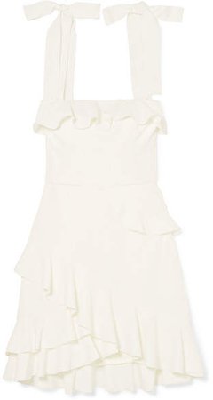 Aegean Ruffled Crepe Mini Dress - White