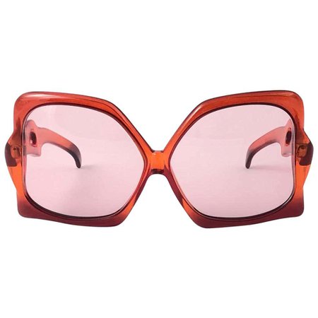Christian Dior Vintage Miss Dior Candy Red Oversized Optyl Sunglasses, 1970s For Sale at 1stDibs