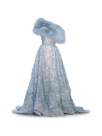 Blue fur gown