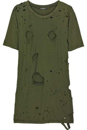 Balmain | Slashed army T-shirt | NET-A-PORTER.COM
