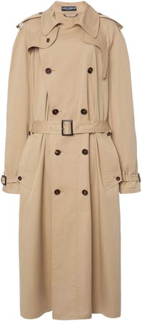 Dolce & Gabbana Belted Gabardine Double-Breasted Trench Coat Size: 36