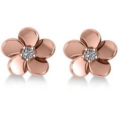 Allurez Diamond Flower Blossom Stud Earrings 14k Rose Gold
