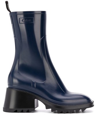 Chloé Chunky Heel Welly Boots CHC19W239G8 Blue | Farfetch