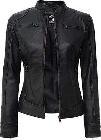 Leather Jacket Women - Cafe Racer Real Lambskin Leather Motorcycle Jackets at Amazon Women's Coats Shop