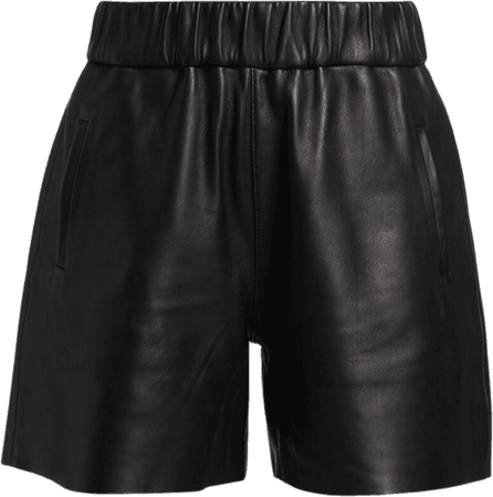 black leather shorts