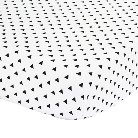 The Peanut Shell Baby Crib Fitted Sheet - Black Geometric Triangle Dot Print - 100% Cotton Sateen, Fits Standard 52 by 28 Inch Mattress - Walmart.com