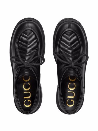 Shop Gucci chevron-quilted lace-up shoes with Express Delivery - FARFETCH