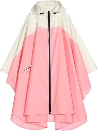 Amazon.com: Spmor Rain Poncho Hooded Waterproof Raincoat Jacket with Zipper Hot Pink one size : Clothing, Shoes & Jewelry