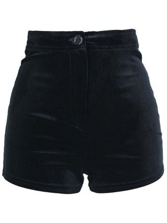 Black Velour High Waisted Shorts
