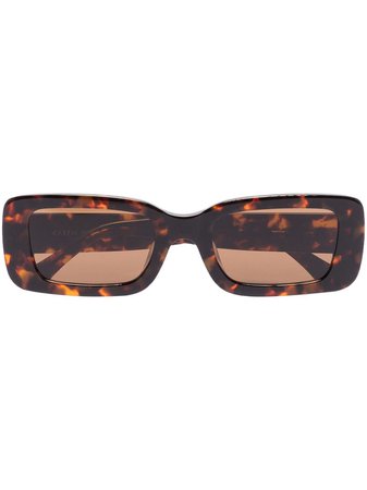 Shop Karen Wazen Kenny tortoiseshell rectangular-frame sunglasses with Express Delivery - FARFETCH