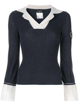 Chanel Pre-Owned Layered Shirt-effect Jumper For Women | Farfetch.com