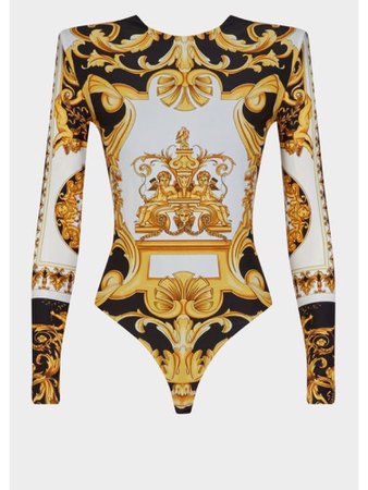Gold long sleeve Versace bodysuit