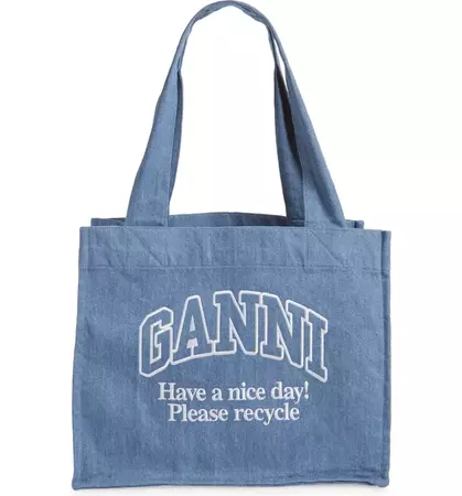 Ganni Large Easy Denim Shopper Bag | Nordstrom