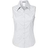 Double Plus Open Women's Cotton Sleeveless Button Down Shirt Collared Pleated Blouse at Amazon Women’s Clothing store: