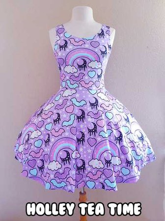 *Now In Stock! ☆ Rainbow Spooky Bats ☆ Purple Skater Dress Size XS ✧ Pastel Goth ✧ Creepy Cute · Holley Tea Time · Online Store Powered by Storenvy