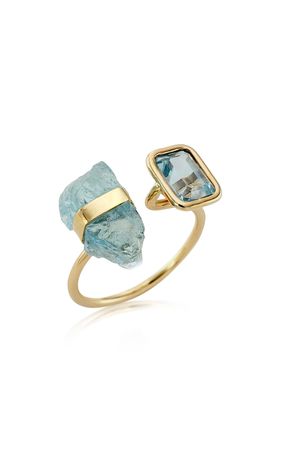 14k Gold Atlas Aquamarine Gemstone Moi Et Toi Ring By Jia Jia | Moda Operandi