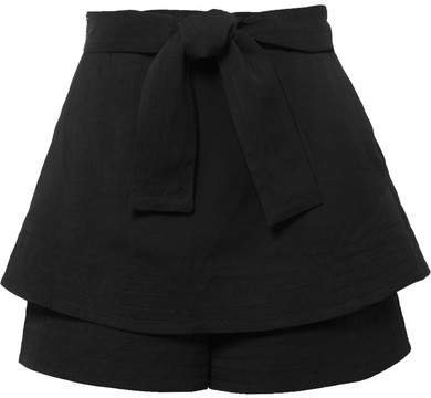 Layered Twill Shorts - Black
