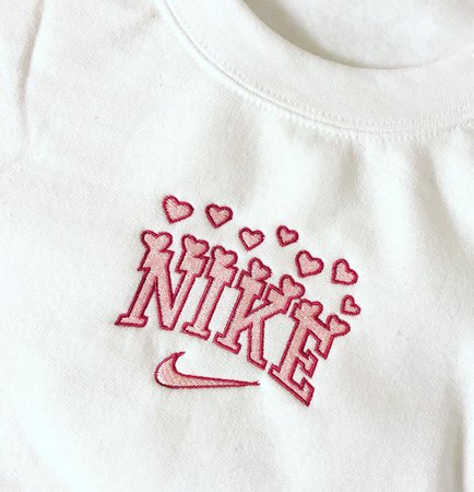 Valentines day nike embroidered heart sweatshirt | Etsy