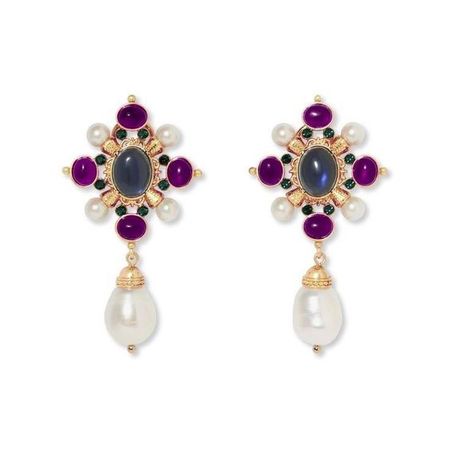 gold pearl jewel earrings