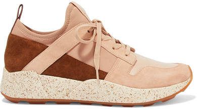Galvin Suede, Leather And Neoprene Sneakers - Neutral
