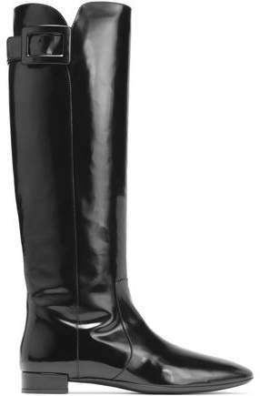 Buckled Glossed-leather Boots