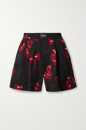 Printed Twill Shorts - Black