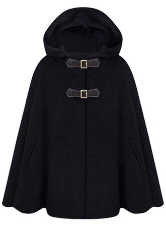 Amazon.com: Azbro Women's Winter Wool Blend Hooded Cape Cloak Coat, Black S: Clothing