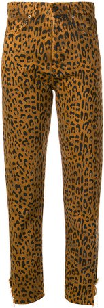 leopard-print jeans