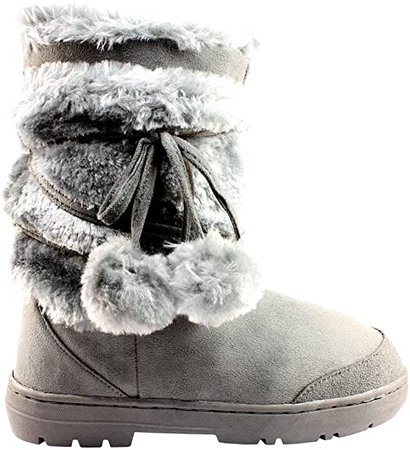 Amazon.com | Womens Pom Pom Fully Fur Lined Waterproof Winter Snow Boots, Size 9, Tan | Snow Boots