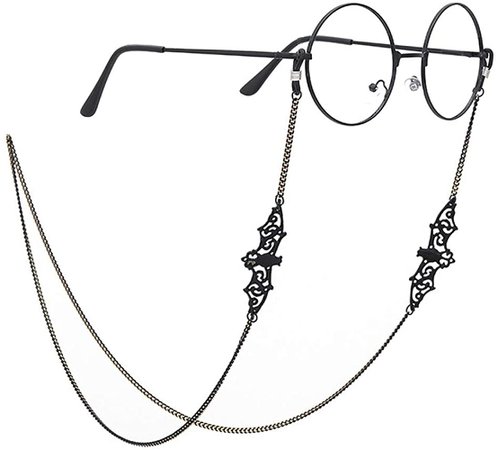 Pinksee Women Men Glasses Chain Black Bat Eyeglass Strap Holder Eyewear Retainer at Amazon Men’s Clothing store