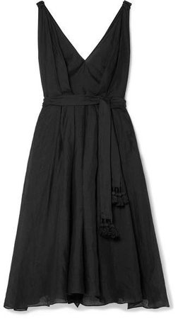 Three Graces London - Dolores Ramie Midi Dress - Black