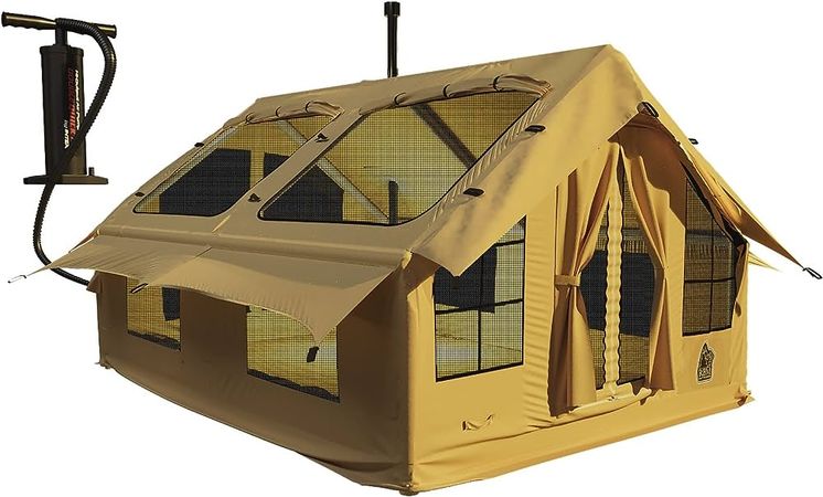 Amazon.com : Panda Air Large Inflatable Camping Tent House 4-8 Person - 4 Season Glamping Outdoor Tents - Waterproof Easy Setup - Canvas Hot Tent with Stove Jack - Air Blow Up Tent (Panda Air Large) : Sports & Outdoors