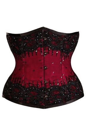 Red Underbust with Black Beading
