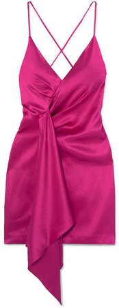 Draped Silk-charmeuse Mini Dress - Pink