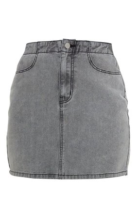 Washed Grey Ruched Waist Denim Skirt | Denim | PrettyLittleThing