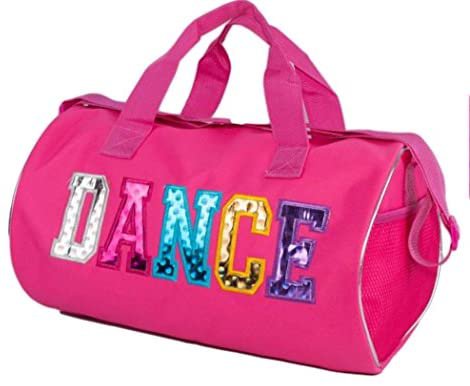 Amazon.com | Fuchsia Dance Duffel Bag with Multicolored Dance Print | Sports Duffels