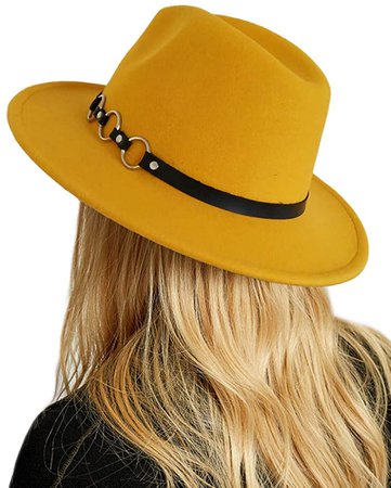 Sytaitp Women Belt Fedora Hat Wide Brim Panama Hats Floppy Church Hat (Style 05) at Amazon Women’s Clothing store