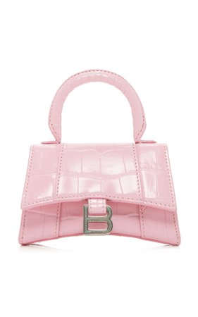 Hourglass Mini Croc-Effect Leather Top Handle Bag By Balenciaga | Moda Operandi