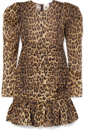 Borneo Ruched Leopard-print Silk-chiffon Mini Dress - Leopard print