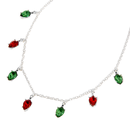 Claire's Christmas Light Rhinestone Charm Necklace