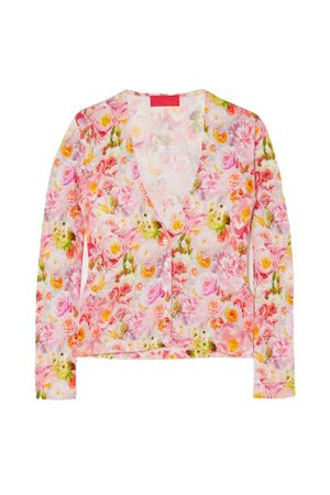 COMMISSION Floral-print stretch-jersey cardigan