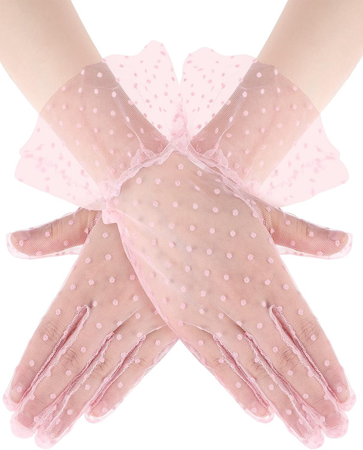 pink lace gloves pink gloves tea party gloves accessories