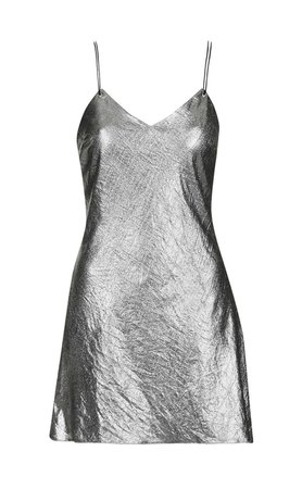 short metallic slip dress