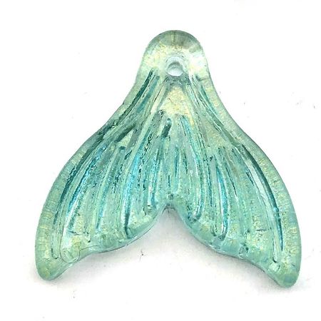 Beads Online Australia > Miscellaneous Beads & Pendants > Glass Pendant Mermaid Fish Tail 19x19mm (10) Sea Green
